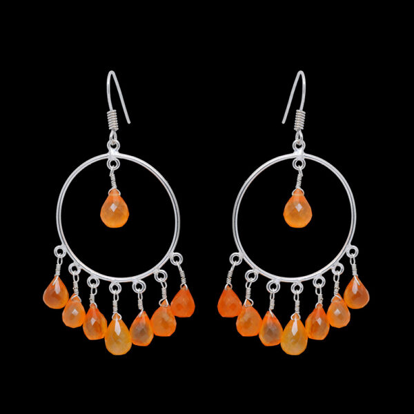 Carnelian Stone Tear Drop Shape Beaded Earrings  ES-1827