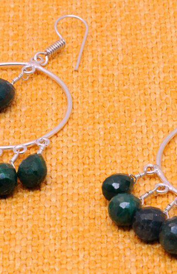 Emerald Gemstone Beaded Dangle Earring ES-1828