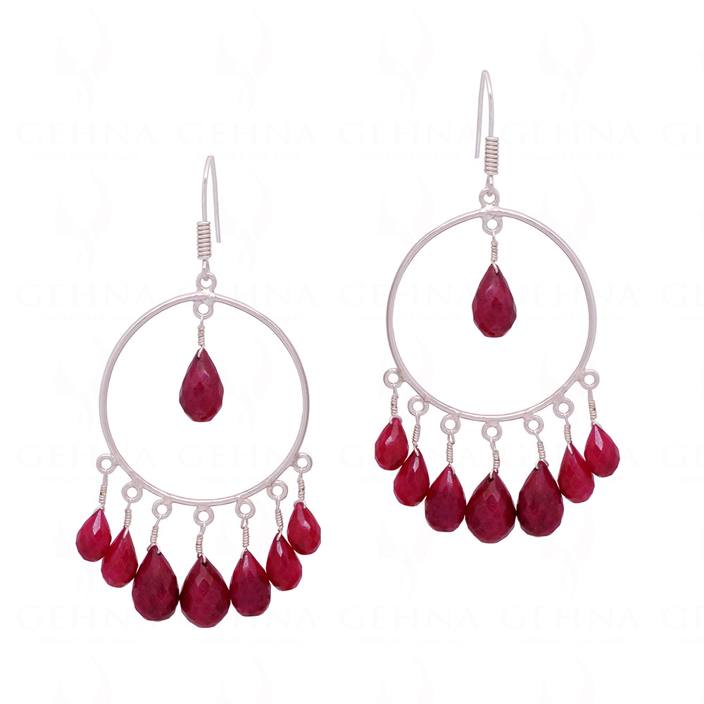 Ruby Gemstone Beaded Dangle Earrings ES-1829