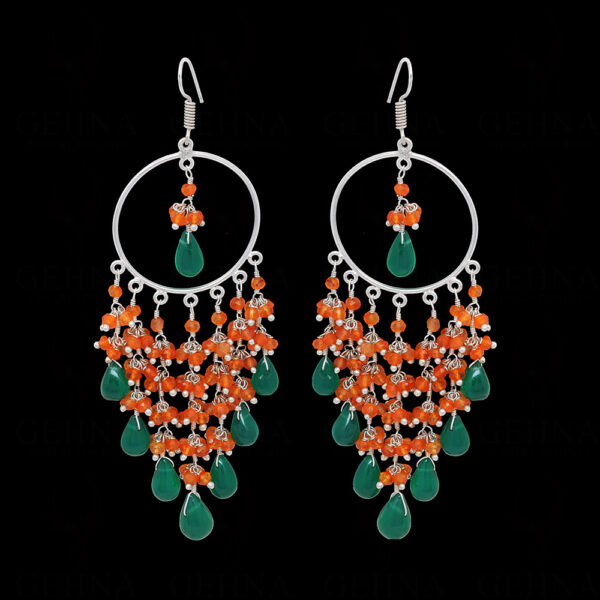 Onyx & Carnelian Gemstone Beaded Earrings  ES-1830