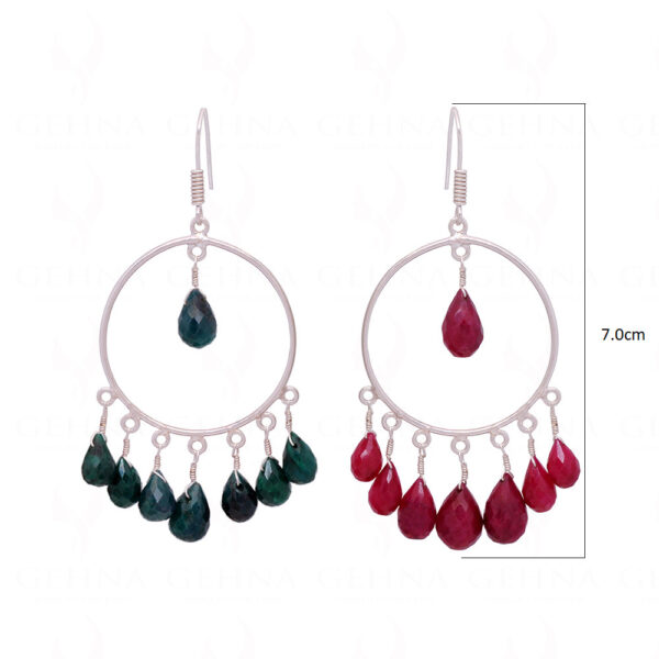 Ruby & Emerald Gemstone Beaded Dangle Earrings  ES-1832