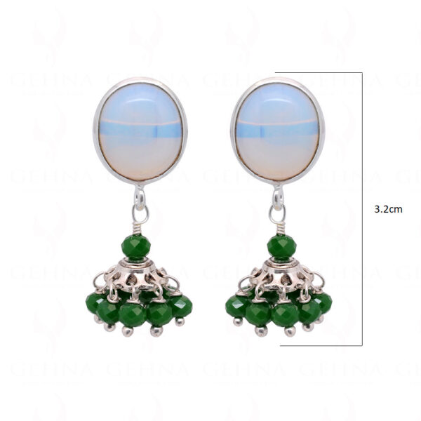 Moonstone & Emerald Gemstones Beaded Earrings ES-1834