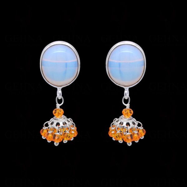 Moonstone & Citrine Gemstones Beaded Dangle Earrings ES-1835