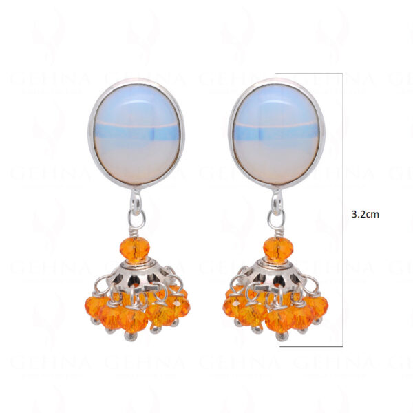 Moonstone & Citrine Gemstones Beaded Dangle Earrings ES-1835