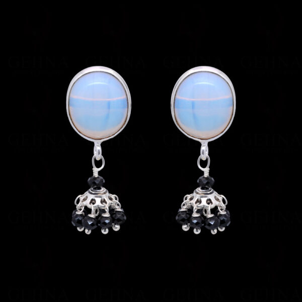 Moonstone & Black Spinel Gemstone  Beaded Earrings  ES-1836