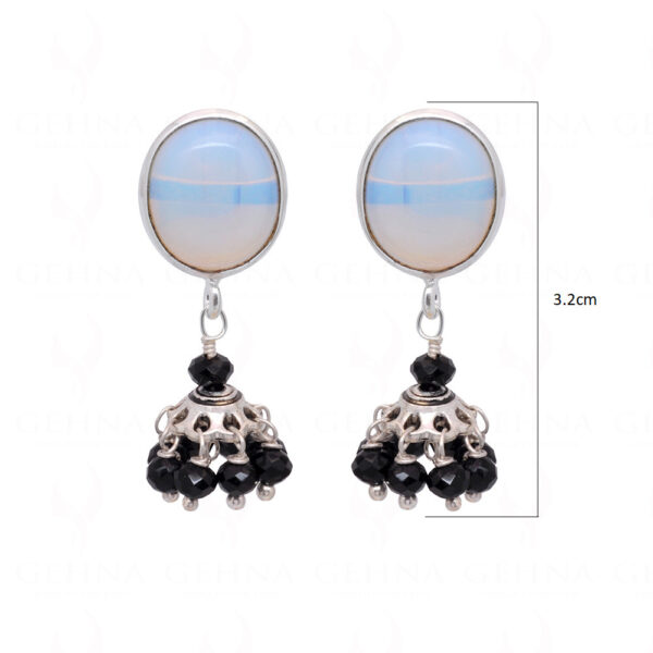 Moonstone & Black Spinel Gemstone  Beaded Earrings  ES-1836