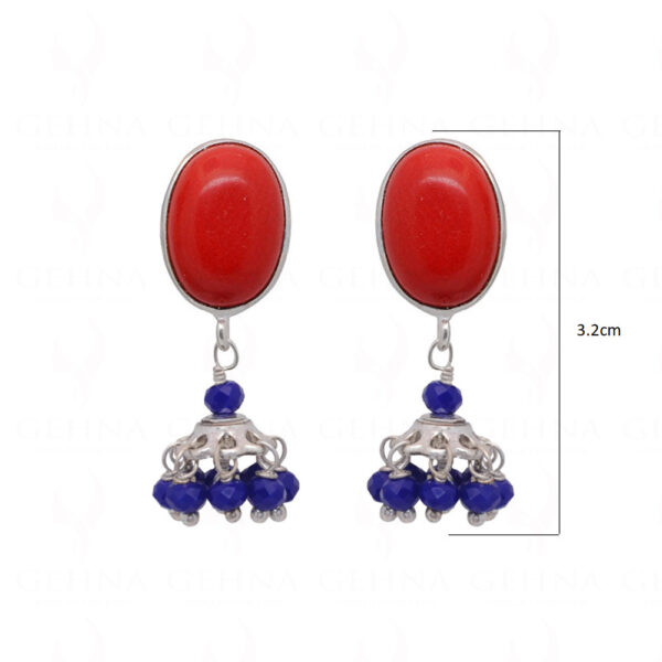 Red Jade & Sapphire Gemstone Beaded Earrings ES-1838