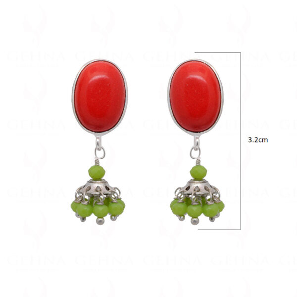 Red Jade & Peridot Gemstone Beaded Earrings  ES-1839