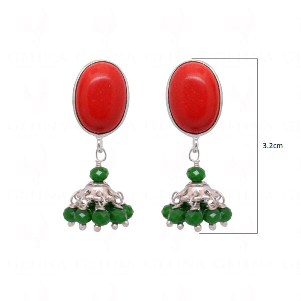 Red Jade &  Emerald Gemstone Beaded Earrings  ES-1840