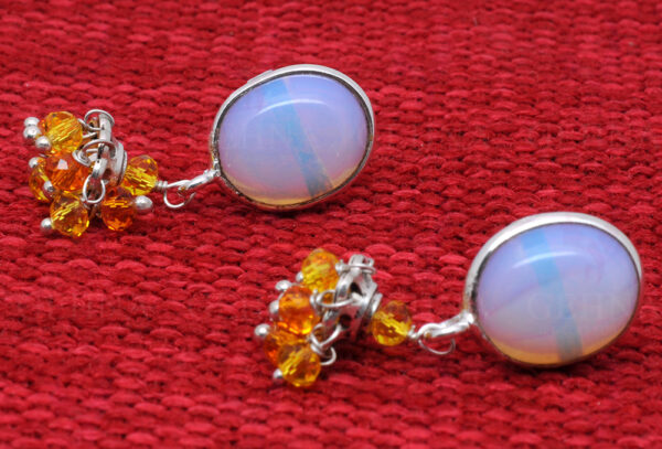 Moonstone & Yellow Saapphire Gemstone Beaded Earrings  ES-1842