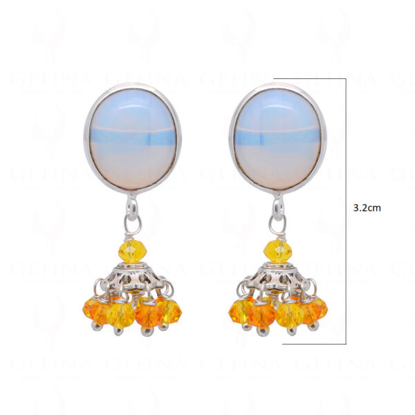 Moonstone & Yellow Saapphire Gemstone Beaded Earrings  ES-1842