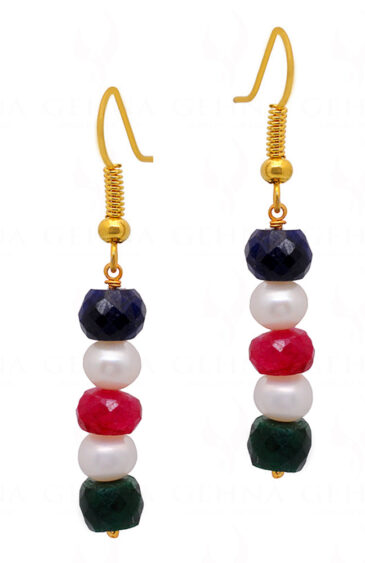 Pearl &  Multicolor Gemstone Beaded Earrings ES-1843