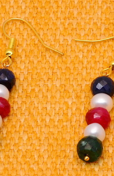 Pearl &  Multicolor Gemstone Beaded Earrings ES-1843