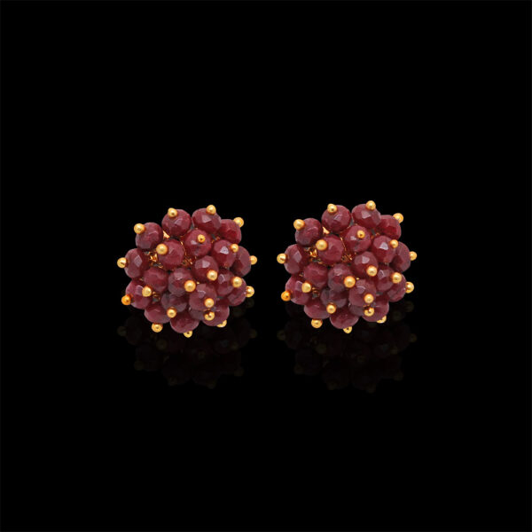 Ruby Gemstone Faceted Bead Stud Earring ES-1844