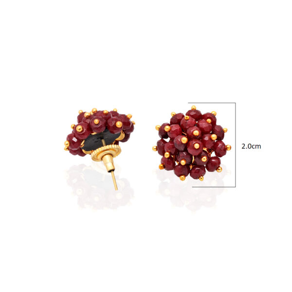 Ruby Gemstone Faceted Bead Stud Earring ES-1844