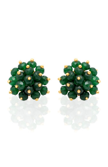 Emerald Gemstone Faceted Bead Stud Earring ES-1845