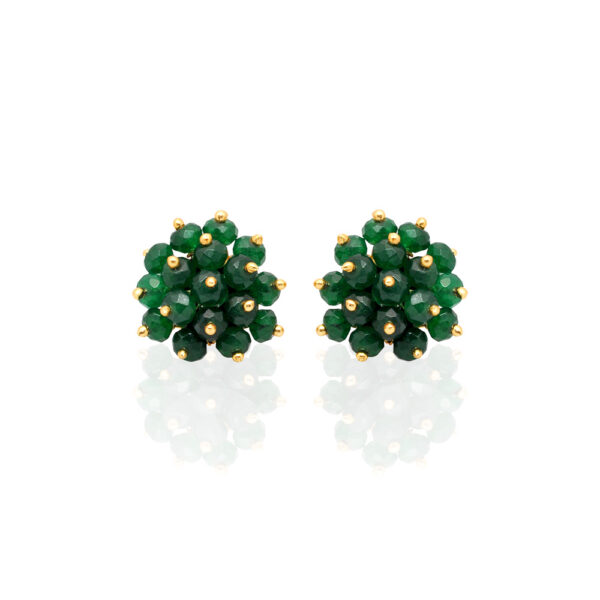 Emerald Gemstone Faceted Bead Stud Earring ES-1845