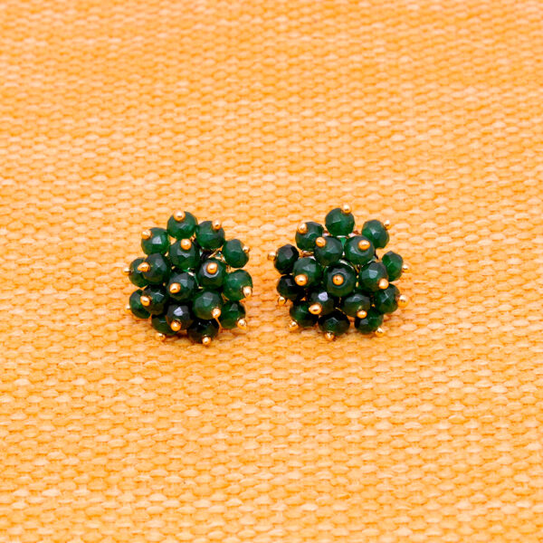 Emerald Gemstone Faceted Bead Stud Earring ES-1845