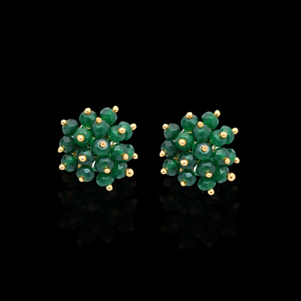 Emerald Gemstone Faceted Bead Stud Earring ES-1845