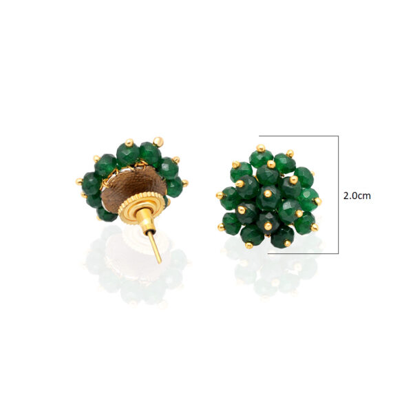 Emerald Gemstone Faceted Bead Stud Earring ES-1845