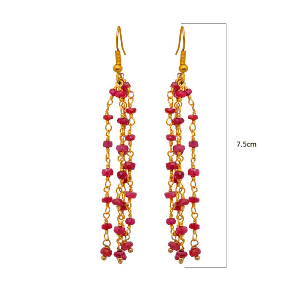 Ruby Gemstone Beaded Dangle Earrings ES-1846