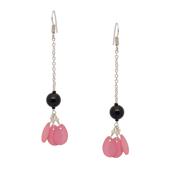 Black Spinel Gemstone Round Beaded Earrings  ES-1848