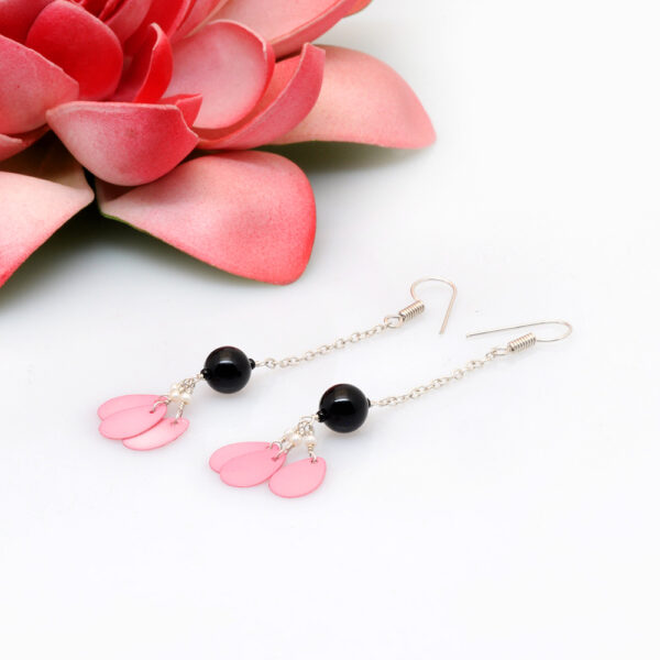 Black Spinel Gemstone Round Beaded Earrings  ES-1848