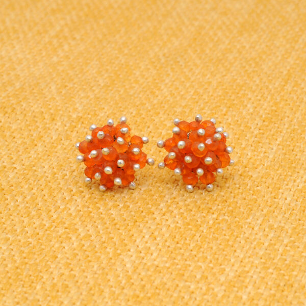 Carnelian Gemstone Faceted Bead Stud Earrings  ES-1850