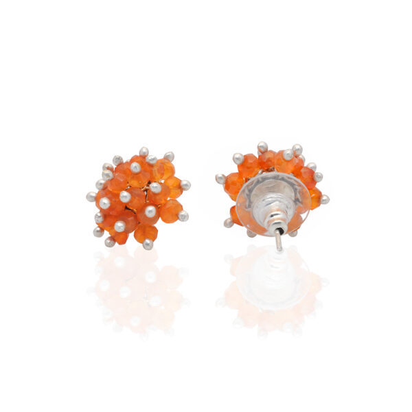 Carnelian Gemstone Faceted Bead Stud Earrings  ES-1850