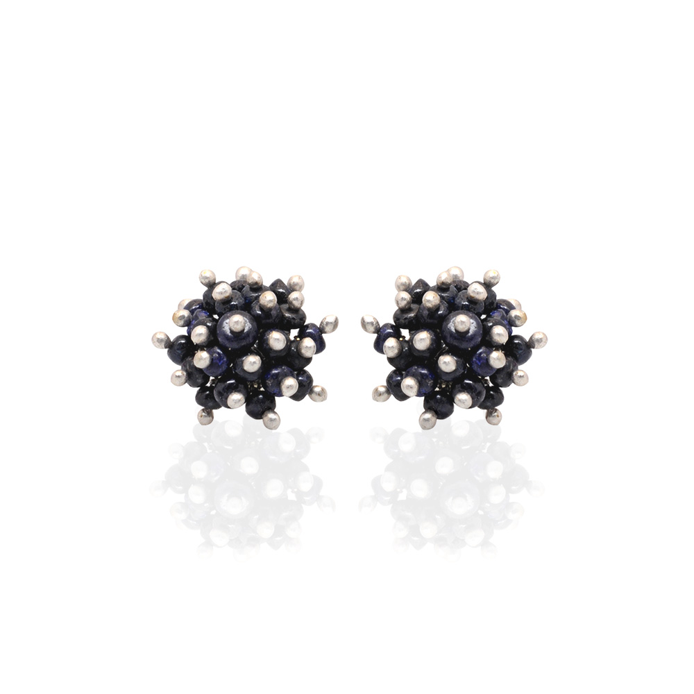 Sapphire Gemstone Faceted Bead Stud Earrings  ES-1851