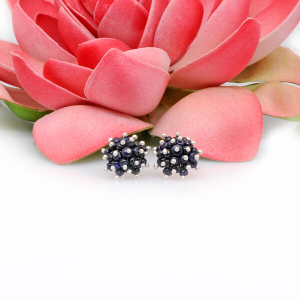 Sapphire Gemstone Faceted Bead Stud Earrings  ES-1851