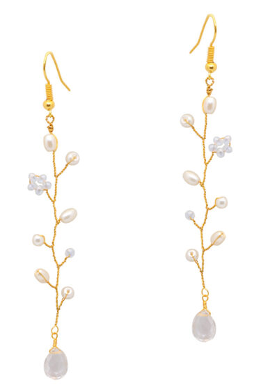 Crystal & Mother Of Pearl Stone Beaded Earrings  ES-1852