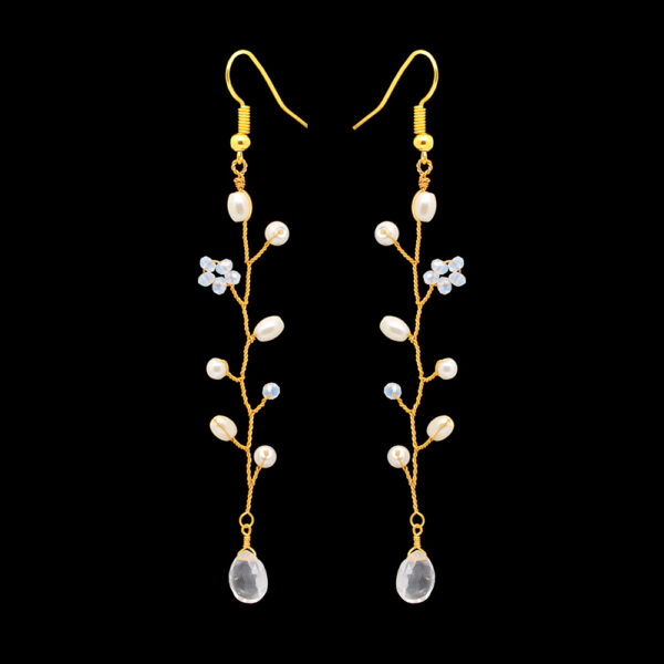 Crystal & Mother Of Pearl Stone Beaded Earrings  ES-1852