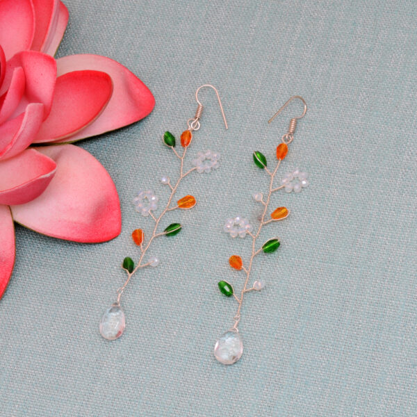 Crystal & T-Savorite Gemstone Beaded Silver Earrings ES-1856