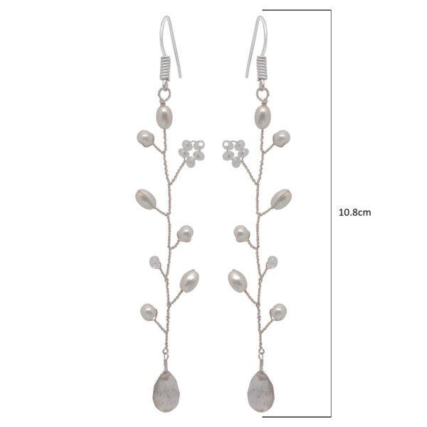 Crystal & Pearl Gemstone Beaded Silver Earrings ES-1859