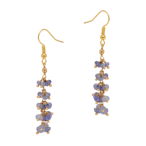 Tanzanite Gemstone Beaded Earrings In .925 Sterling Silver ES-1862