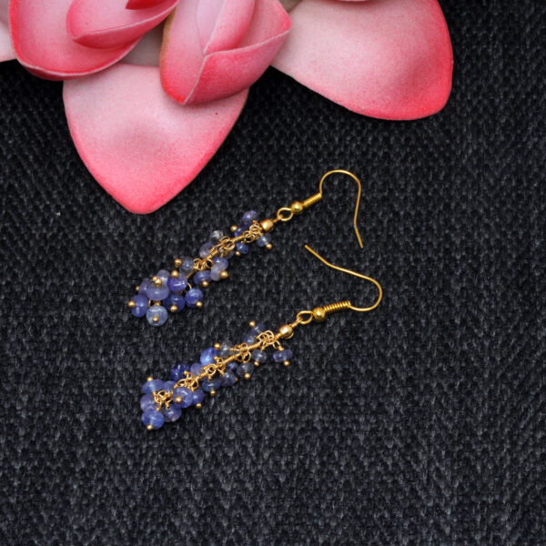 Tanzanite Gemstone Beaded Earrings In .925 Sterling Silver ES-1862