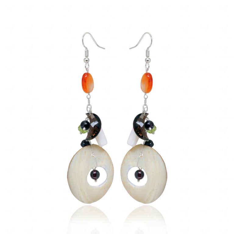 Onyx, Sapphire & Multicolor Gemstone Bead Dangle Earrings ES-1866