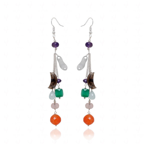 Moonstone, Mother Of Pearl Gemstone Bead Dangle Earrings ES-1867