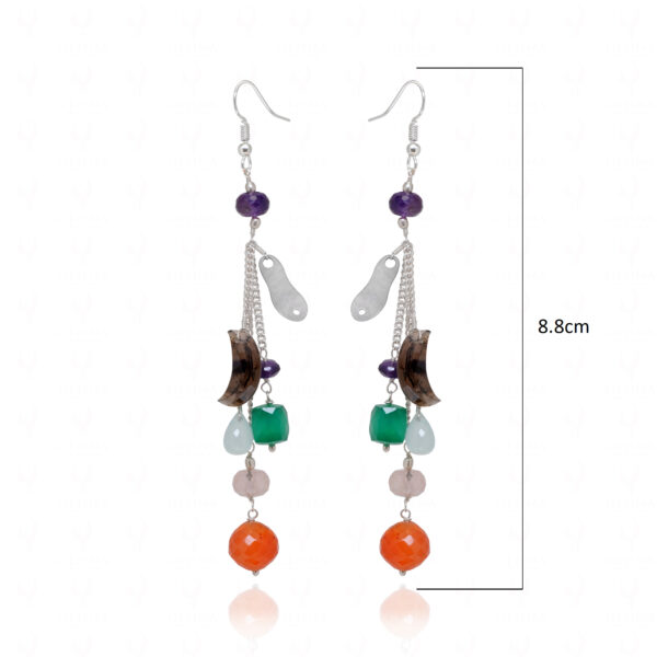 Moonstone, Mother Of Pearl Gemstone Bead Dangle Earrings ES-1867