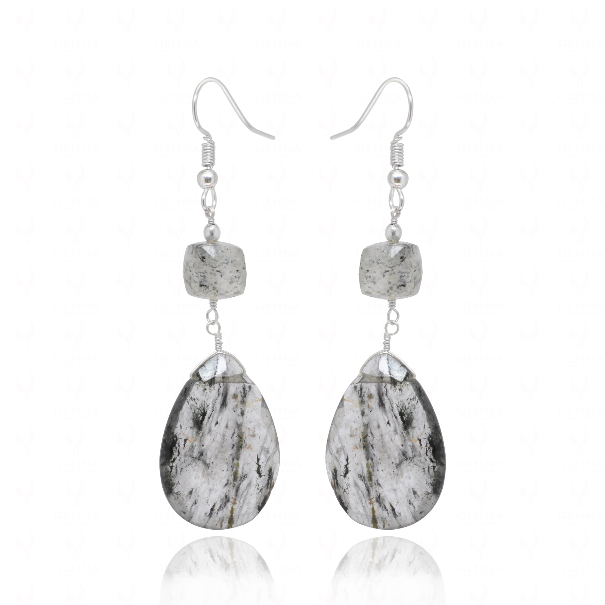 Rutile Quartz Gemstone Beaded Dangle Earrings ES-1868