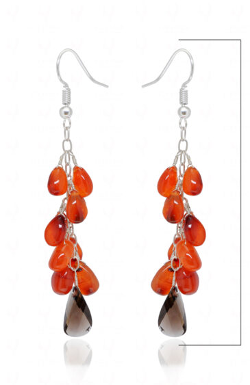 Carnelian & Smoky Quartz Gemstone Bead Dangle Earrings ES-1871