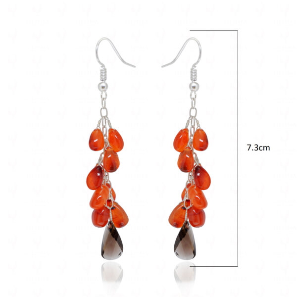 Carnelian & Smoky Quartz Gemstone Bead Dangle Earrings ES-1871