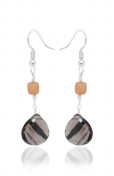 Rutile Quartz & Smoky Quartz Gemstone Bead Dangle Earrings ES-1872