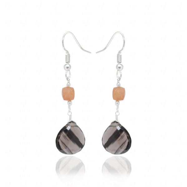 Rutile Quartz & Smoky Quartz Gemstone Bead Dangle Earrings ES-1872
