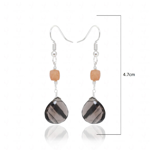 Rutile Quartz & Smoky Quartz Gemstone Bead Dangle Earrings ES-1872