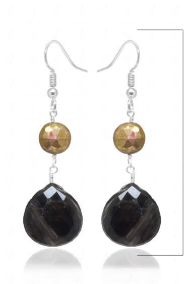Pyrite & Smoky Quartz Gemstone Beaded Dangle Earrings ES-1876