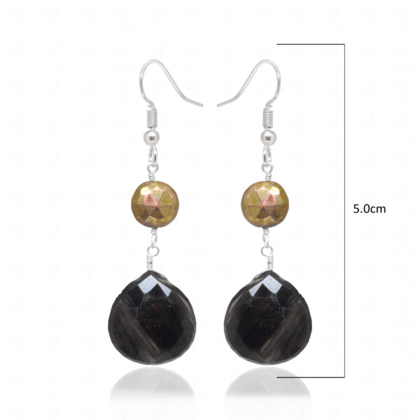 Pyrite & Smoky Quartz Gemstone Beaded Dangle Earrings ES-1876