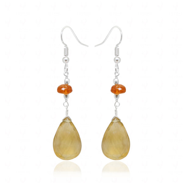 Lemon Topaz & Mandarin Gemstone Bead Dangle Earrings ES-1881