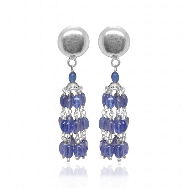 Tanzanite Gemstone Beaded Earrings In .925 Sterling Silver ES-1894